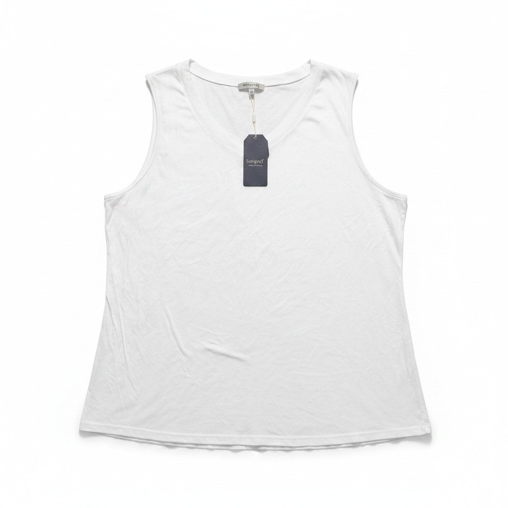 Sampeel 2XL White Womens Tank Top V-Neck Casual Minimalist NWT